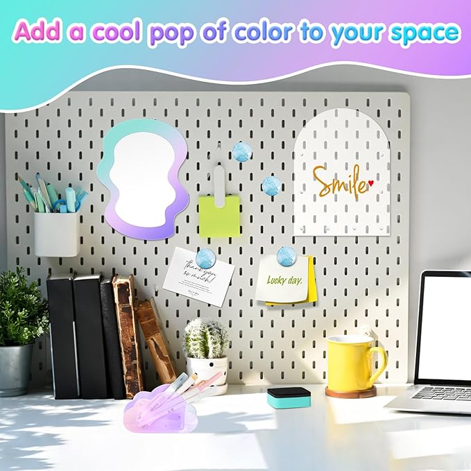 MoKo Locker Accessories Set, 5 in 1 Back to School Supplies College Essentials Includes Magnetic Acrylic Board, Locker Mirror, Markers Holder,Marker Pens and Locker Magnets