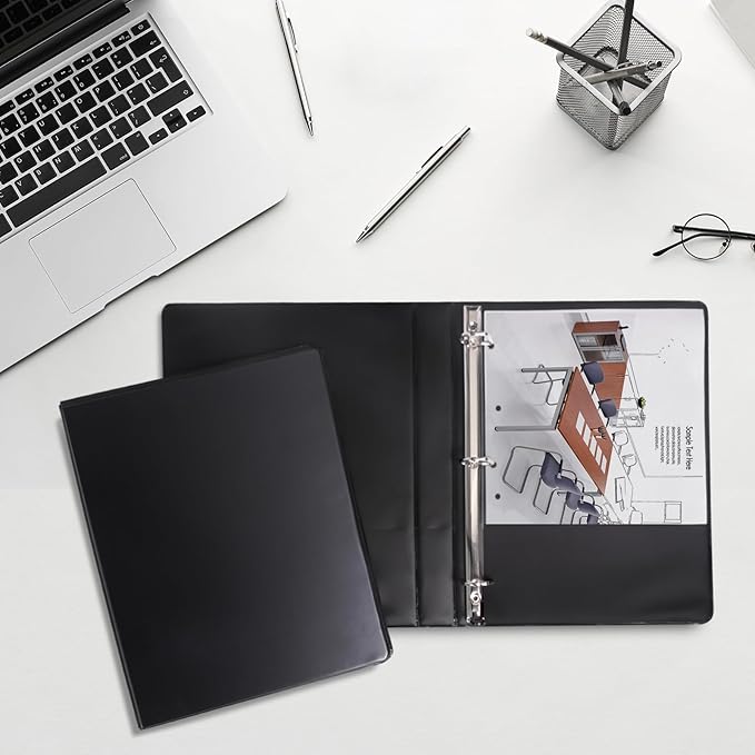 ViVin 1.5 Inch Slant-D View Binder, Single-Tap 3 Ring Binder 1.5", Fits 8.5" x 11" Paper, Black,6 Pack