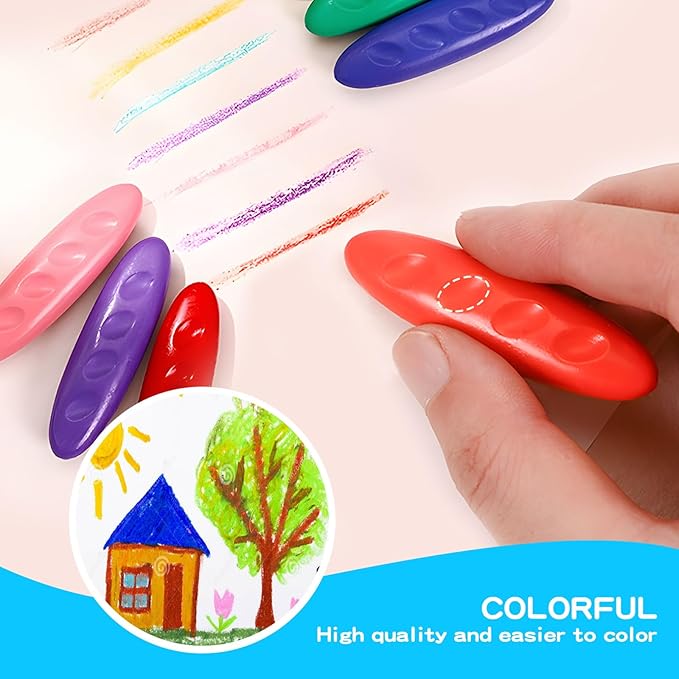 Peanut Crayons - Washable, Non-Toxic Toddler & Kids Crayons, Perfect for Creative Play (12 Pack)