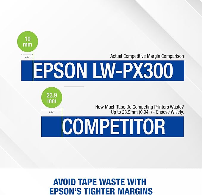 LABELWORKS Epson LW-PX300ADPT Industrial Label Maker for Office with Adapter – Sticker Labels, Magnetic Label Compatible, Only Uses 203 and 205 Shrink Tubes, Label Printer & Adapter