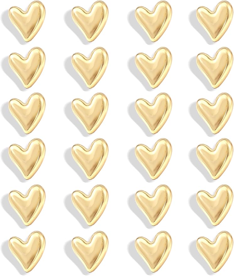24PCS Gold Fridge Magnets Cute Love Heart Refrigerator Magnets, Decorative Magnets for Whiteboard Cabinet Locker, Lovely Fun Magnets for Classroom Home Kitchen Office