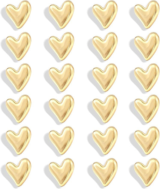 24PCS Gold Fridge Magnets Cute Love Heart Refrigerator Magnets, Decorative Magnets for Whiteboard Cabinet Locker, Lovely Fun Magnets for Classroom Home Kitchen Office