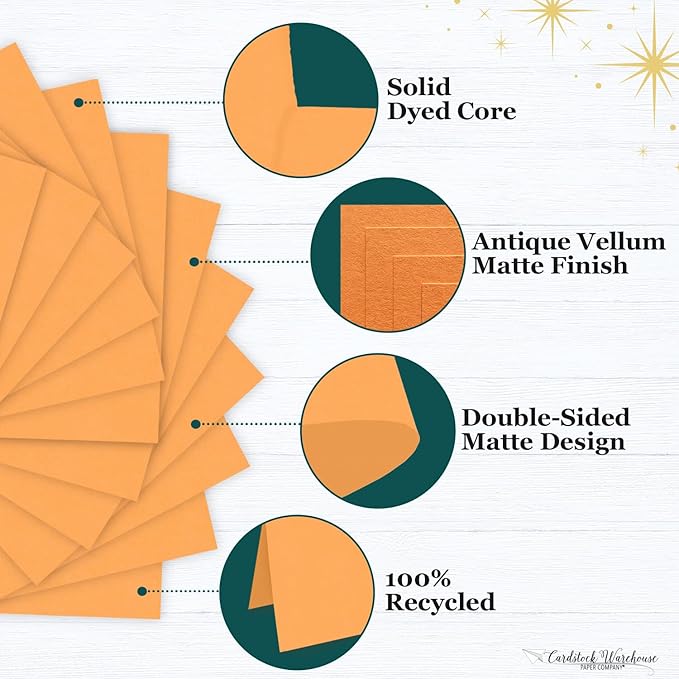 Cardstock Warehouse Pop-Tone Orange Fizz Cardstock Paper – 50 Sheets, 8.5 x 11" - 65 lb / 175 GSM Premium Orange Card Stock for Die-cutting, Crafts, Printing, Card Making and DIY Projects