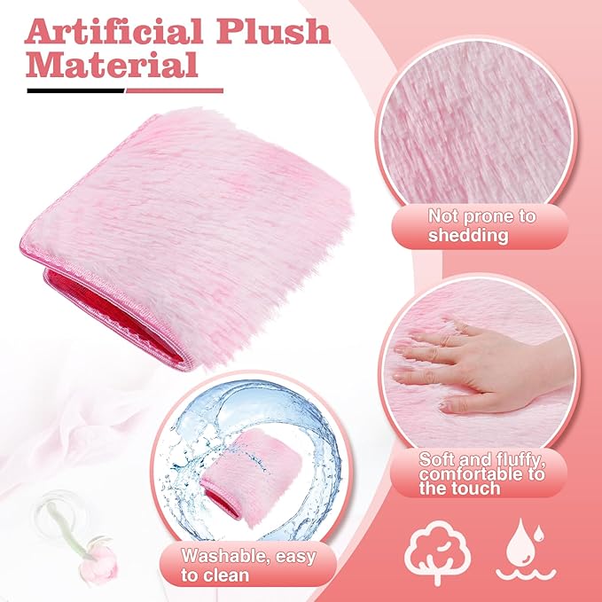 School Locker Rugs, Tie-dye 12 Inch Square Locker Decorations for Girls, Soft Fluffy Faux Fur Area Carpet with Anti-Slip Layer for Middle School Locker Decor Aesthetic Nail Photography (Pink, 2 Pcs)