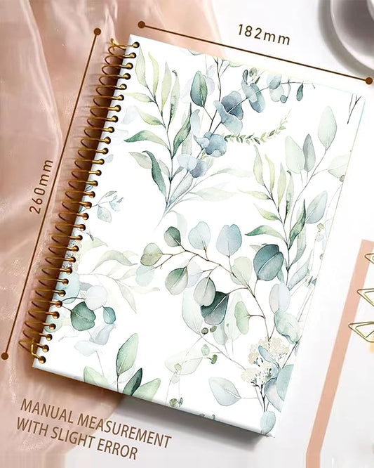 iampanda Spiral Journal Notebook,Watercolor Floral Strong TwinWire Binding with Premium Paper for Girl Women,60 Sheets A5 College Ruled NotebookJournal,Perfect for School Office Home Gifts,Green