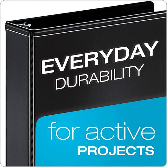 Cardinal by TOPS Products Economy Value ClearVue 2-Inch Slant-D Ring Binders, 540 Sheet Capacity, Black, Case of 6 Binders (90760)