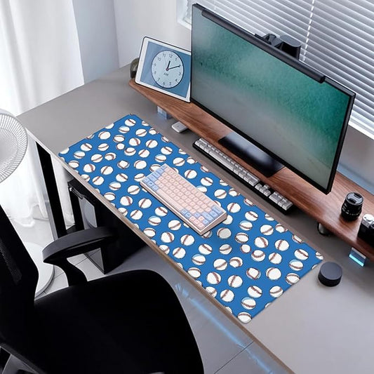 Baseball Gaming Mouse Pad, Desk Mat, Non-Slip Rubber Base Cool Aesthetic MousePads for Computer Laptop Keyboard Office School Home Desktop Accessories Decor 31.5" x 11.8"