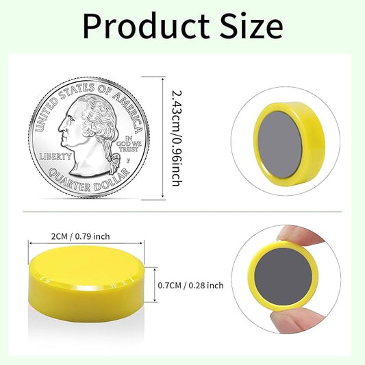 Fridge Magnets, 80PCS Yellow Small Strong Refrigerator Magnets, Cute Round Heavy Duty Magnets, Decorative Mini Magnet for Whiteboard, Fridge, Locker, Map, Classroom, School, Office, Kitchen