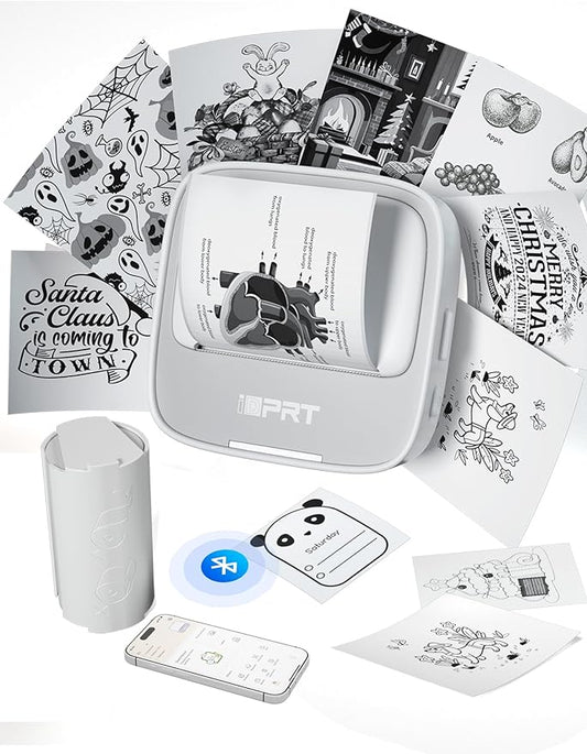 iDPRT Sticker Printer Mini Thermal Portable Printer & Pocket-Sized Sticker Maker, Ideal for Learning Notes, DIY Projects & Kids Gifts, Grey