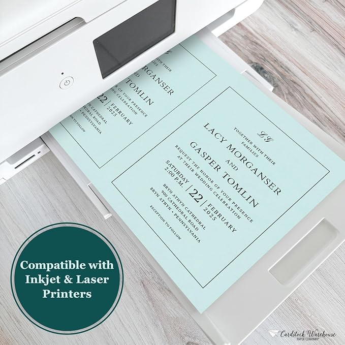 Cardstock Warehouse Pop-Tone Sno Cone Light Blue Cardstock Paper – 50 Sheets, 8.5 x 11" - 65 lb / 175 GSM Premium Blue Card Stock for Die-cutting, Crafts, Printing, Card Making and DIY Projects
