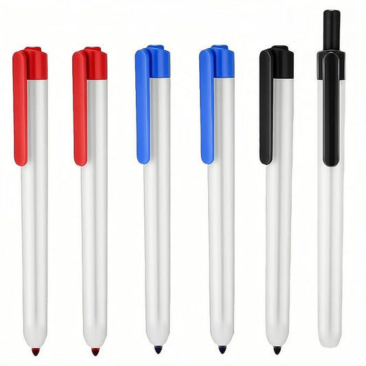 Retractable Dry Erase Marker, Clickable Whiteboard Markers,6 Pcs round dot Tip 1.8mm Fine Point Large Capacity Erasable Markers for School Office Meetings or Home Use