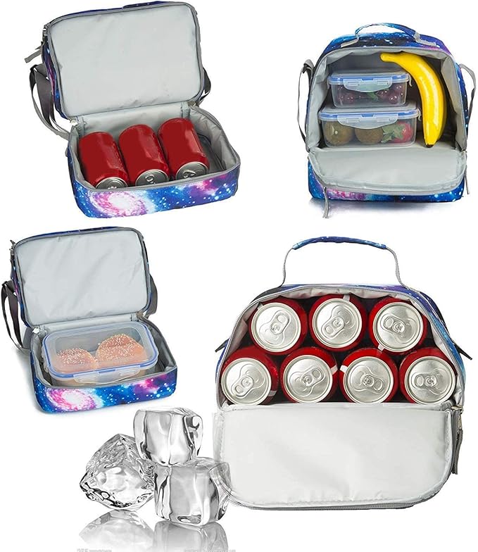 Tilami Rolling Backpack 19 inch with Lunch Bag Wheeled Laptop Backpack, Galaxy