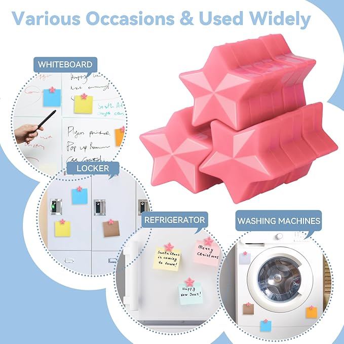 ZDZBLX 30 Pack Pink Fridge Magnets, Strong Refrigerator Magnets, Small Heavy Duty Magnets for Whiteboard, Cute Decorative Star Mini Magnet for Fridge, Office, Kitchen, Classroom, Home, Locker, Craft