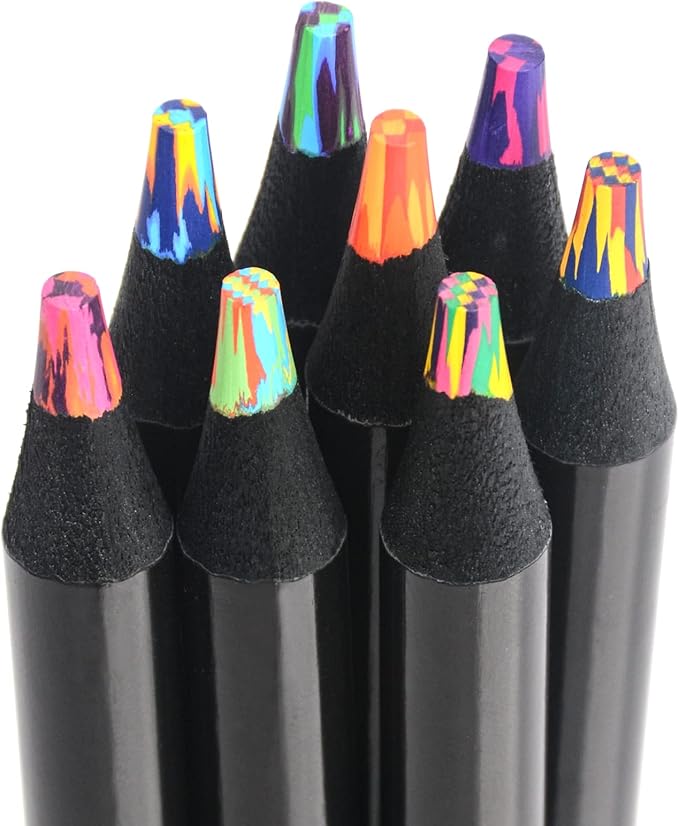 nsxsu Art Supplies for Kids Teens Adults, 8 Pieces Rainbow Colored Pencils, Multicolored Cool Stuff Fun Art Pencil Teen Girl Gifts Trendy Stuff for Coloring, Drawing, Party Favor Bags