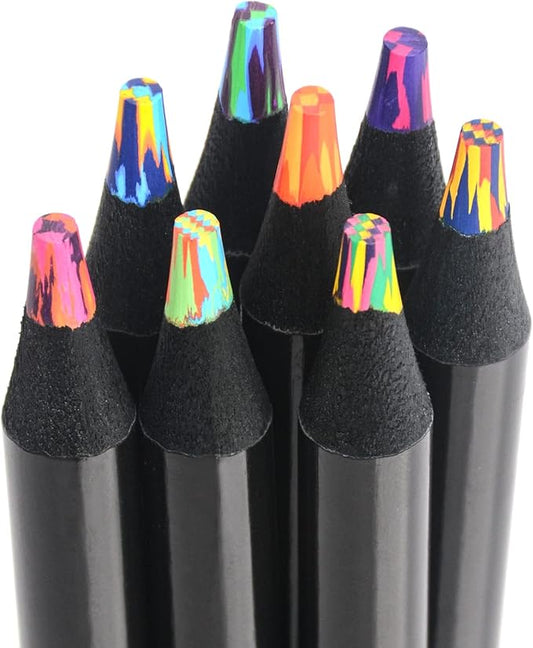 nsxsu 16 Pieces Rainbow Pencils, Jumbo Colored Pencils for Adults, Multicolored Pencils Art Supplies for Drawing, Coloring, Sketching, Pre-sharpened