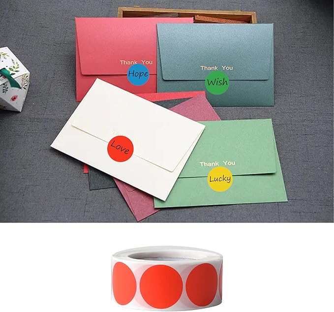 1000 Pieces 1 Inch Round Color Coding Labels Writable Circle Dot Labels Self Adhesive Color Round Stickers for Inventory Home Organize, File Classification(2 Rolls, Red)
