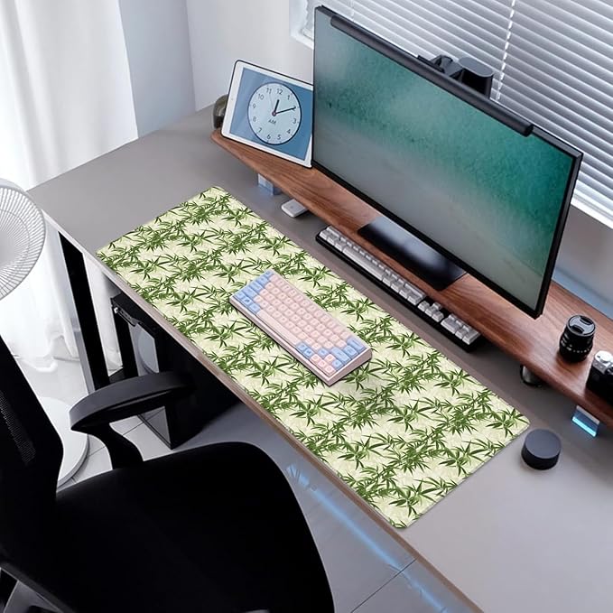 Bamboo Gaming Mouse Pad, Desk Mat, Non-Slip Rubber Base Cool Aesthetic MousePads for Computer Laptop Keyboard Office School Home Desktop Accessories Decor 31.5" x 11.8"