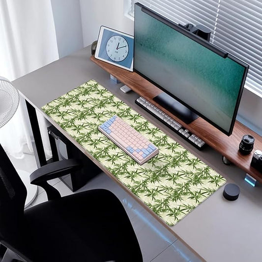 Bamboo Gaming Mouse Pad, Desk Mat, Non-Slip Rubber Base Cool Aesthetic MousePads for Computer Laptop Keyboard Office School Home Desktop Accessories Decor 31.5" x 11.8"