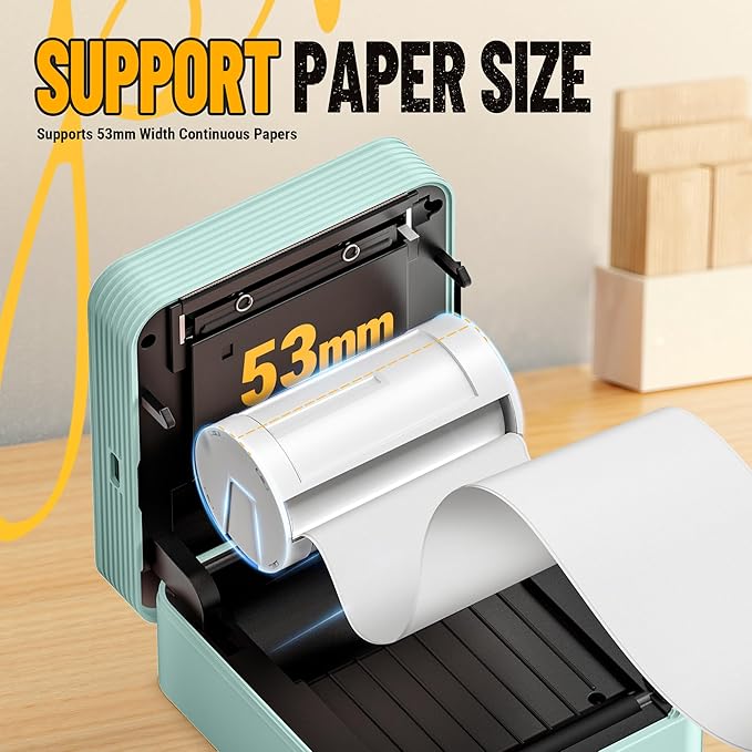 Nelko Sticker Printer, PM230 Print Pod Mini Bluetooth Portabel Sticker Maker with 3 Rolls Paper, Print Pods Mini Printer with Multiple Templates for Phone & Tablet，for School Office Home, Green