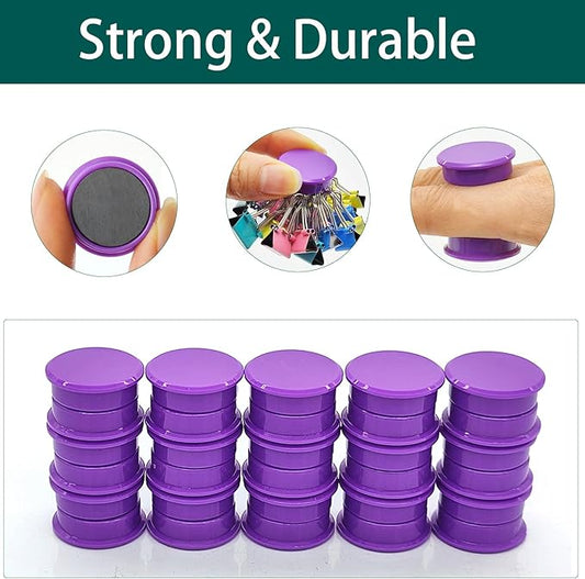 ZDZBLX Fridge Magnets, 30pcs Strong Refrigerator Magnets, Heavy Duty Small Magnets for Whiteboard, Office, Classroom, Lockers, Maps, DIY Crafts - Cute Mini Round Magnet for Fridge, Kitchen (Purple)