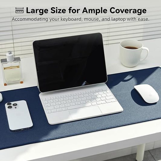 Waterproof Large Gaming Mouse Pad with Durable Stitched Edges, Non-Slip Rubber Base, Smooth Surface Mouse Mat Desk Pad for Home Office Gaming, 27.5"x11.8"x0.08", Dark Blue