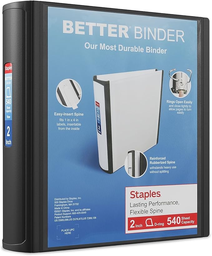 Staples Better Binder, 2-Inch, Black