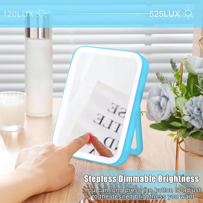 Sintuff 2 Pcs Light Up Locker Mirror Accessories Rectangular Magnetic Mirror for Locker, Bathroom, Household Refrigerator, Workshop Toolbox or Cabinet(Blue)