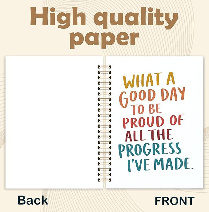 KRHFG Inspirational Spiral Notebook, Positive Affirmation Self Love Notebook for Note Taking, What a Good Day to be Proud of Motivational Quote Journals, Inspirational Office Supplies, 5.5x8.3 Inch