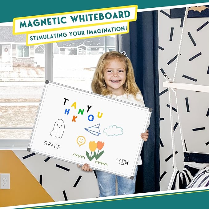 Double-Sided Magnetic White Board, 20"x30" Dry Erase Whiteboard for Wall with Aluminum Frame Presentation Board for School, Office and Home