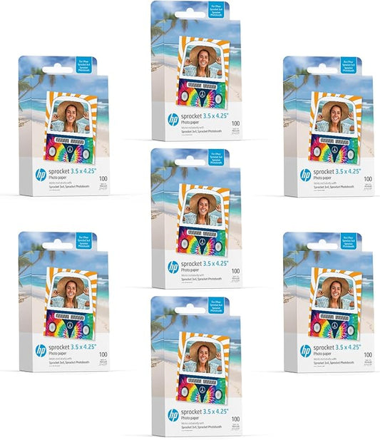 HP Sprocket 3.5 x 4.25” Zink Sticky-Backed Photo Paper (700 Pack) Compatible with HP Sprocket 3x4 Photobooth and Photo Printer