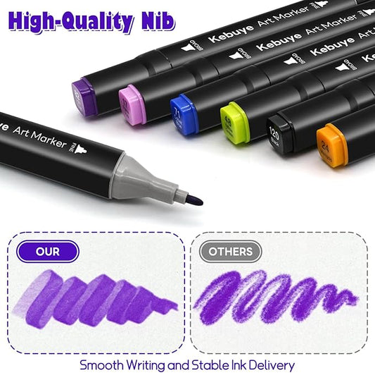 48 Colors Alcohol Markers Set, Dual Tips Blender Art Markers for Drawing Sketching Coloring Artist Pens and Underlining, Professional Permanent Sketch Marker for Kids adult coloring