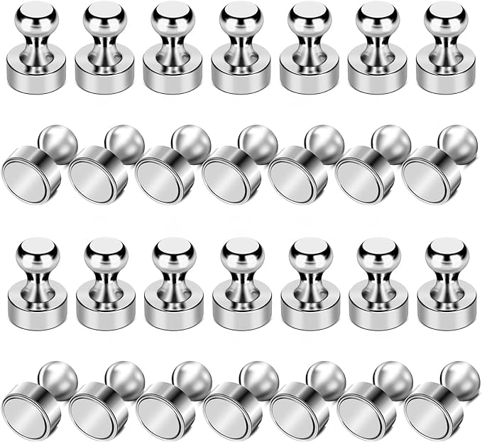 LOVIMAG Refrigerator Magnets, 28Pcs Strong Fridge Magnets for Refrigerator, Small Neodymium Magnet for Whiteboard, Metal Push Pin Magnet for Kitchen, Office, School, Locker, Map Decorative