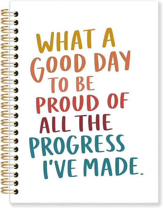 KRHFG Inspirational Spiral Notebook, Positive Affirmation Self Love Notebook for Note Taking, What a Good Day to be Proud of Motivational Quote Journals, Inspirational Office Supplies, 5.5x8.3 Inch