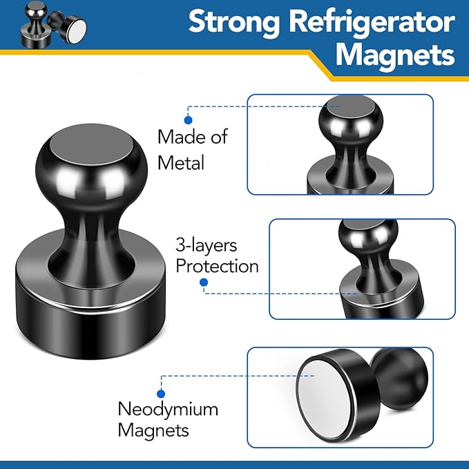 LOVIMAG Fridge Magnets - 28 Pcs Strong Neodymium Magnets for Whiteboard, Refrigerator, Kitchen, Office, School, Locker, Map Decorative