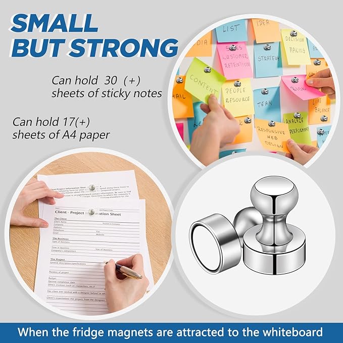 LOVIMAG Fridge Magnet Refrigerator Magnets, Small Push Pin Magnet Strong Magnet for Whiteboard, Fridge, Office, Classroom and Map, Pack of 20