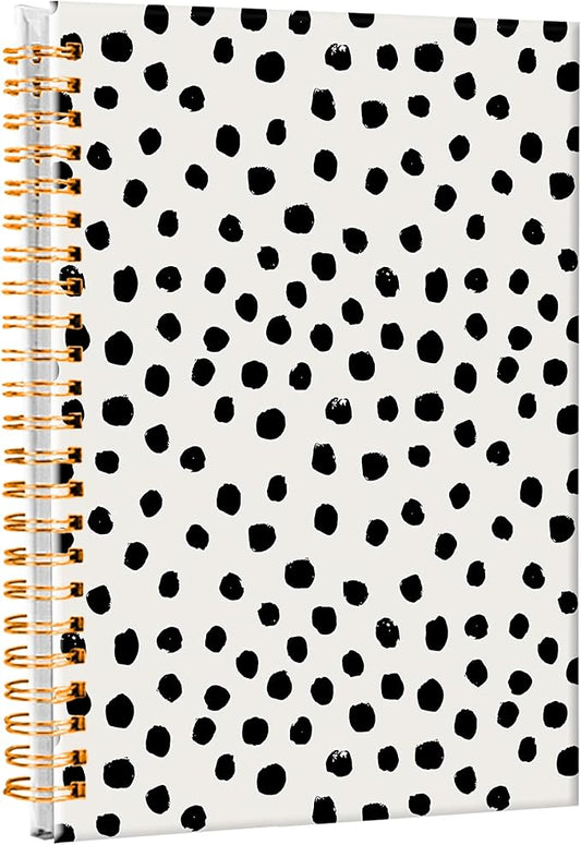 iampanda Spiral Journal Notebook,Strong TwinWire Binding with Premium Paper for Girl Women,Fashion 60 Sheets A5 College Ruled NotebookJournal,Perfect for School Office Home Gifts,Cute Black Polka