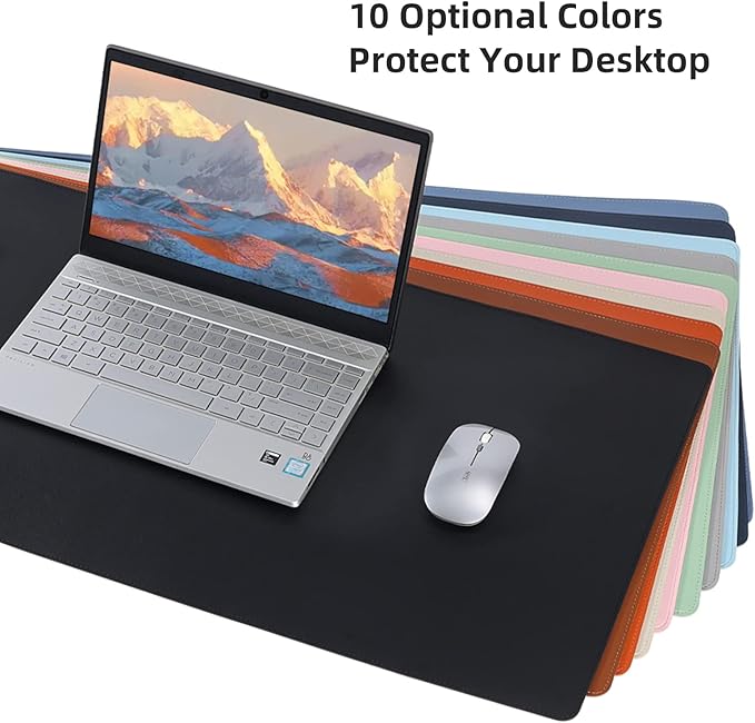Leather Desk Pad Blotter,Wolaile 36x17 inch Big Keyboard Mouse Pad,Waterproof Non-Slip Writing Desk Computer Mat Desktop Protector for Office Home,Ivory White