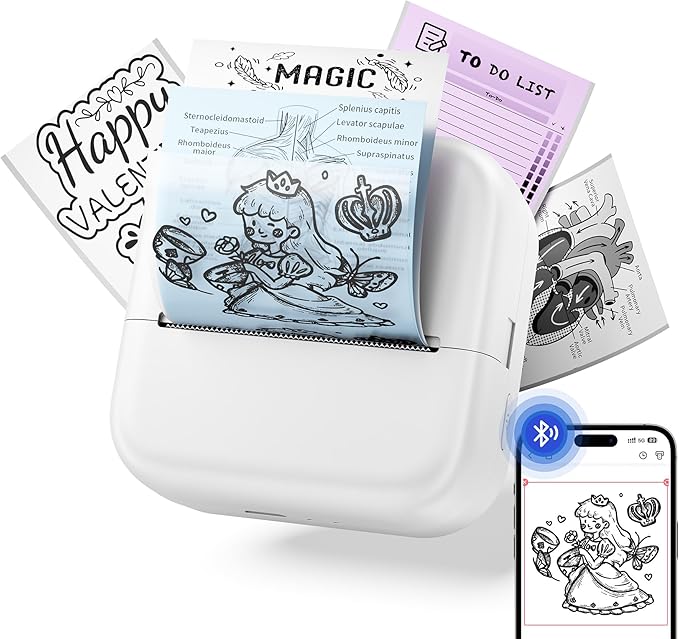 Print Pods Mini Sticker Printer, Sticker Printer, Mini Printer for Study Notes, DIY, To-do List, Mini Thermal Printer Compatible with iOS & Android, M02L Print Pods Mini Printer for Students