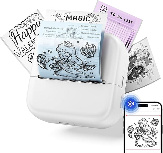 Print Pods Mini Sticker Printer, Sticker Printer, Mini Printer for Study Notes, DIY, To-do List, Mini Thermal Printer Compatible with iOS & Android, M02L Print Pods Mini Printer for Students