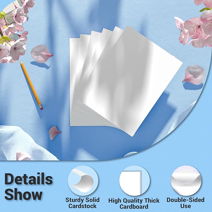 White Cardstock 8.5 x 11, Thick Printer Paper 75 lb/200 gsm, 120 Sheets Card Stock, Heavy Card stock, CardStock Paper for Invitations, Diy Cards, Business Cards, Menus, Crafts, Drawing etc