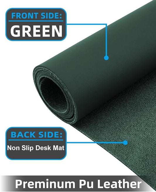 Leather Desk Pad Protector,Desk Cover mat,Office Desk mat,Laptop Mat for Desk, Non-Slip Desk Blotter,Waterproof Desk Writing Pad for Office/Home(23.6"x13.8",Dark Green)