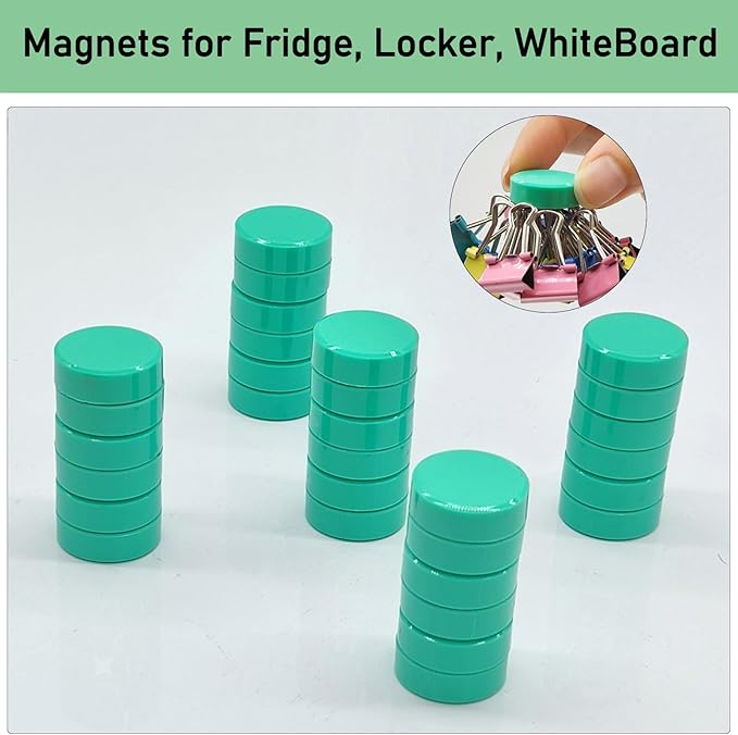 Green Fridge Magnets, 40PCS Strong Refrigerator Magnets, Small Round Magnets for Whiteboard, Heavy Duty Mini Magnet for Fridge, Kitchen, Office, Locker, School, Cute Magnet Decor Accessories