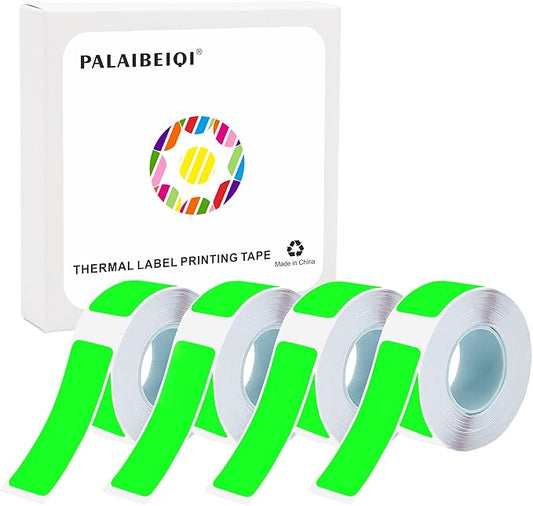 Thermal Label Tape Colored 14x40mm Fluorescent Green Printable Return Address Labels 14mm Waterproof Stickers Compatible with D30 Portable Thermal Printer, 4 Rolls, 640pcs, 0.55"x1.57"
