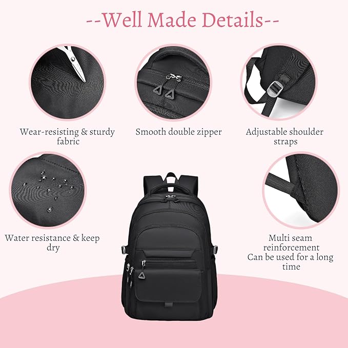 Backpack for Girls Teens, Solid-Color School Backpack for Boys Kids, Aesthetic Bookbag for Middle & High School Travel Daypack,Beige