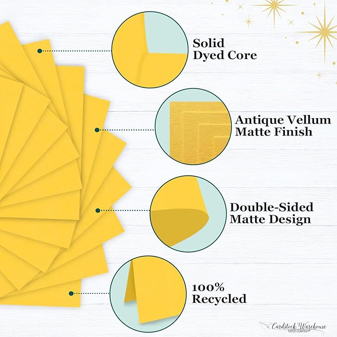 Cardstock Warehouse Pop-Tone Lemon Drop Yellow Cardstock Paper – 50 Sheets, 8.5 x 11" - 65 lb / 175 GSM Premium Yellow Card Stock for Die-cutting, Crafts, Printing, Card Making and DIY Projects