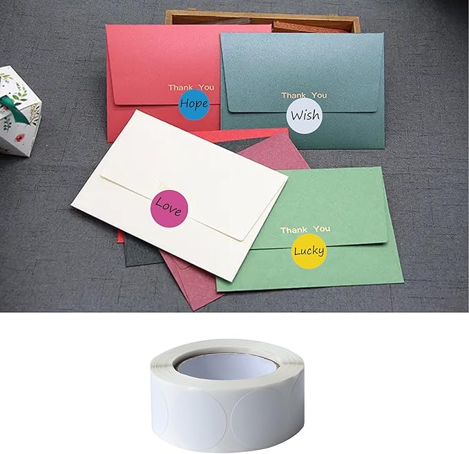 1000 Pieces 1 Inch Round Color Coding Labels Writable Circle Dot Labels Self Adhesive Color Round Stickers for Inventory Home Organize, File Classification(2 Rolls, White)