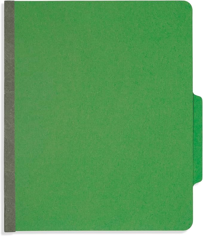 Blue Summit Supplies Classification Folders, 1-Divider, Letter Size, Green, with 2 Inch Tyvek Expansions, Durable 2 Prong Design for Organizing Standard Medical Files & Office Reports, 10 Pack