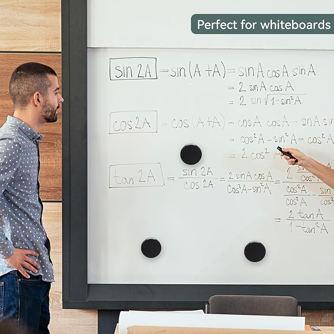 Fridge Magnets - 30 PCS Refrigerator Magnets, Small Magnets for Whiteboard, Round Strong Heavy Duty Magnet Cute Mini Whiteboard Magnet for Fridge Locker Classroom Office (Black)