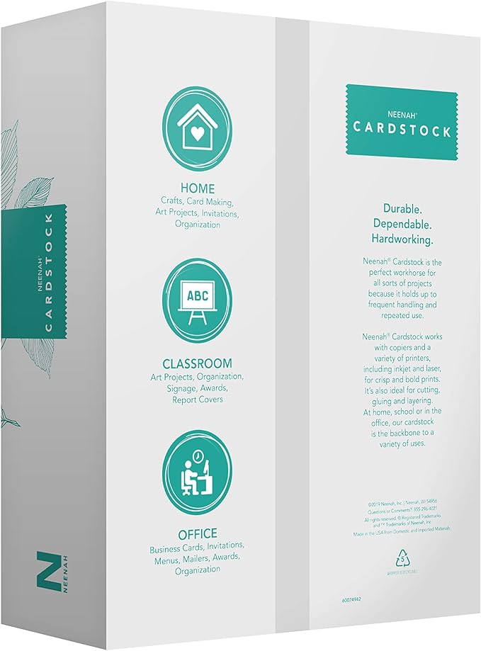 Neenah Vellum Bristol Cardstock, Lightweight, 4 Packs of 325 Sheets/1300 Sheets, 67 lb/147 gsm, 94 Brightness, 8.5" x 11" - MORE SHEETS! (91633-02)
