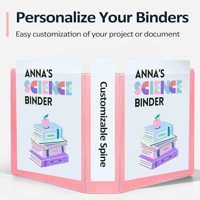 Sooez BinderX Extra Durable 1.5 Inch 3 Ring Binder, D-Ring Large Binders, Holds 400 Sheets of 8.5x11 Paper, Customizable View Cover with Inside Pockets, Heavy Duty 3 Ring Binder for School,Light Blue
